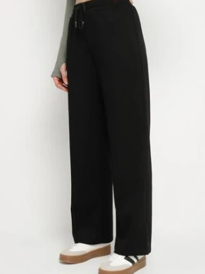 Czarne Spodnie Dresowe Szerokie z Wiskozą Elaniris ambitionfly