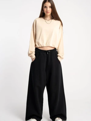 Czarne spodnie dresowe UNISEX z szerokimi nogawkami Reporter