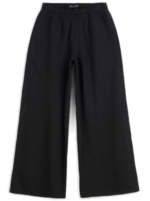 Czarne spodnie dresowe WIDE LEG bez nadruków Reporter