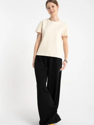 Czarne spodnie dresowe WIDE LEG bez nadruków Reporter