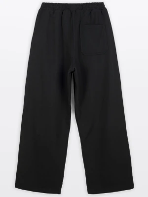 Czarne spodnie dresowe WIDE LEG z modnymi cięciami Reporter