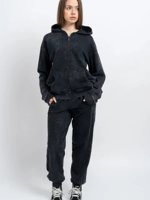 Czarne spodnie dresowe z efektem sprania na całości Reporter