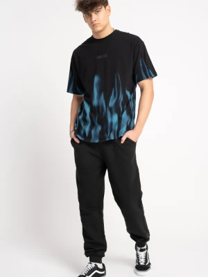 Czarne spodnie dresowe z minimalistycznym nadrukiem Reporter