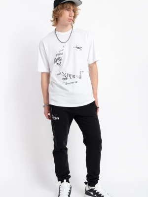 Czarne spodnie dresowe z minimalistycznym nadrukiem Reporter