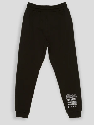 Czarne spodnie dresowe z nadrukiem na nogawce Reporter