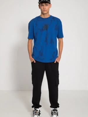 Czarne spodnie dresowe z przestrzennymi kieszeniami i odpinanym łańcuchem Reporter