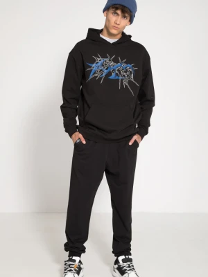 Czarne spodnie dresowe z przestrzennymi kieszeniami Reporter