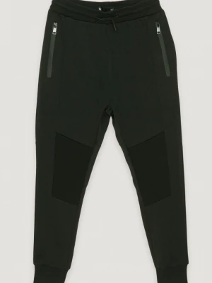 Czarne spodnie dresowe z przeszyciami Reporter