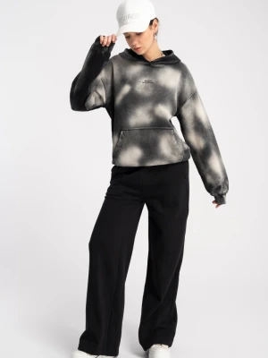 Czarne spodnie dresowe z szerokimi nogawkami Reporter
