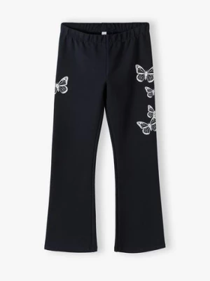 Czarne spodnie dziewczęce typu flare z motylkami Lincoln & Sharks by 5.10.15.