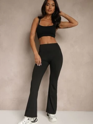 Czarne Spodnie Dzwony Legginsy High Waist Onellin