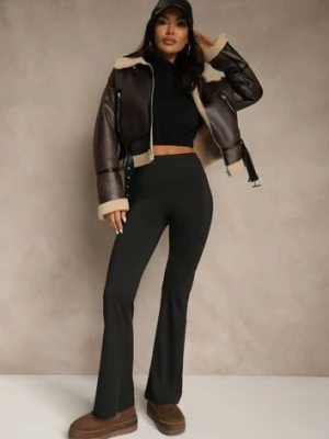 Czarne Spodnie Dzwony Legginsy High Waist Onellin yu & me