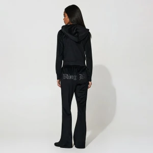 Czarne spodnie dzwony z napisem Bling Bling na tyle House