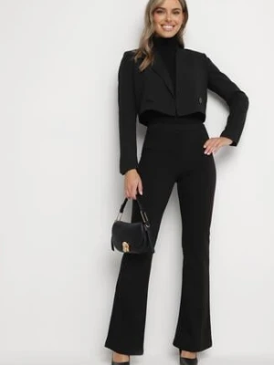 Czarne Spodnie Garniturowe o Fasonie Dzwonów Irithrae