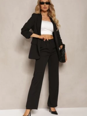 Czarne Spodnie Garniturowe z Lekko Rozszerzanymi Nogawkami Lienta lily rose