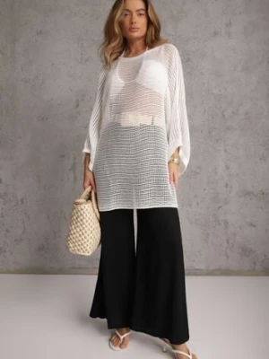 Czarne Spodnie High Waist Wide Leg z Wiskozą z Plecionym Paskiem Aridine elsa.m by may