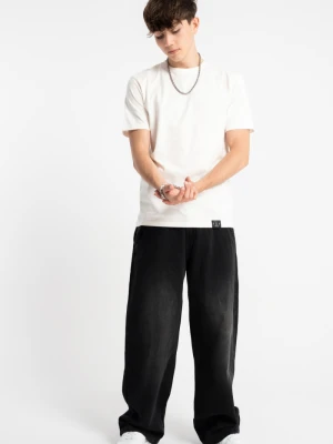 Czarne spodnie jeansowe o kroju BAGGY z efektem sprania Reporter