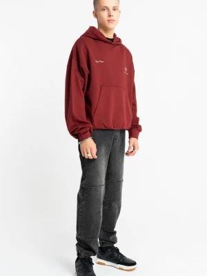 Czarne spodnie jeansowe typu joggery z modnymi przeszyciami Reporter