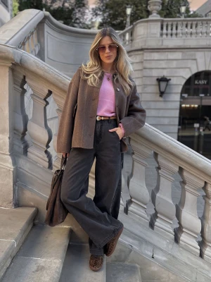 Czarne spodnie jeansowe typu wide leg TARANKO