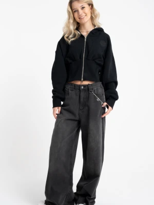 Czarne spodnie jeansowe WIDE LEG Reporter