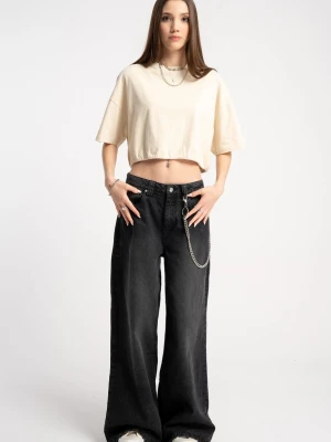 Czarne spodnie jeansowe wide leg Reporter Young