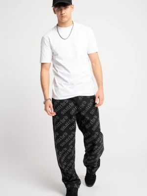 Czarne spodnie jeansowe z nadrukiem na całości Reporter