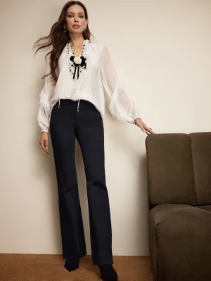 Czarne spodnie jeansowe z wysokim stanem TARANKO