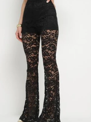 Czarne Spodnie Koronkowe Dzwony Ovirana allyson