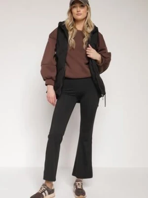 Czarne Spodnie Legginsy Typu Dzwony z Wysokim Stanem Melonell yu & me