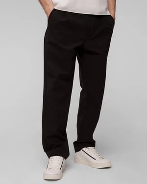 Czarne Spodnie Męskie Goldwin One Tuck Tapered Stretch Pants