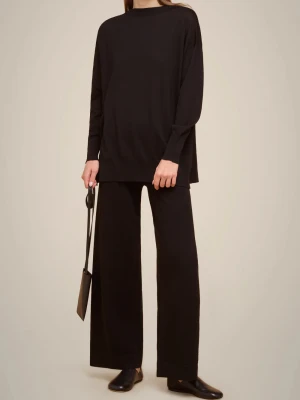 CZARNE SPODNIE NA GUMCE Z WEŁNY POLAROWEJ LIVIANA CONTI