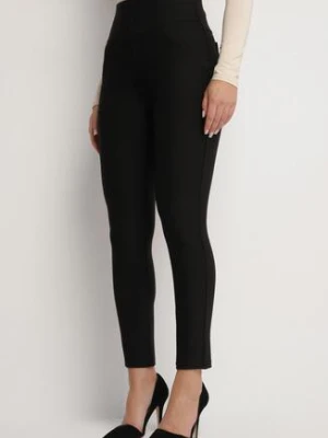 Czarne Spodnie o Dopasowanym Kroju z Gumką w Talii i Kieszeniami Rizenna yu & me
