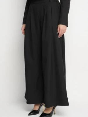 Czarne Spodnie o Fasonie Palazzo z Wsuwanymi Kieszeniami Adivena jumelle