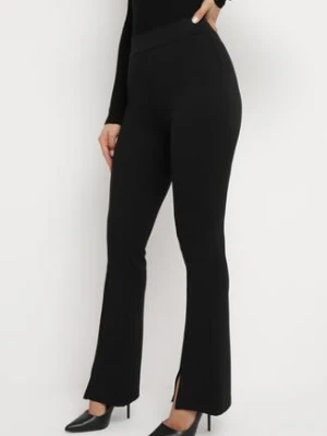 Czarne Spodnie o Kroju Dzwonów z Ozdobnymi Rozcięciami Telocus yu & me