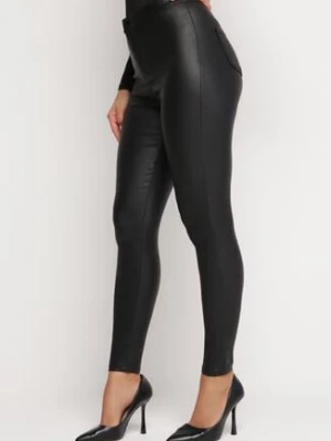 Czarne Spodnie Skinny z Imitacji Skóry Stana daysie