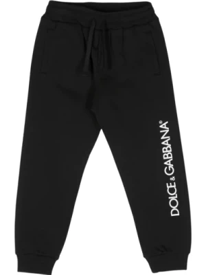 Czarne Spodnie Sportowe dla Dzieci z Nadrukiem Logo Dolce & Gabbana
