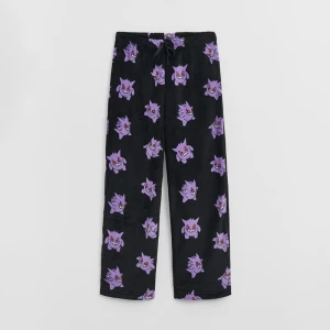 Czarne spodnie straight fit we wzór Gengara House