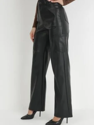 Czarne Spodnie Szerokie z Imitacji Skóry Ononi elsa.m by may