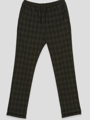 Czarne spodnie w kratę typu joggery Reporter
