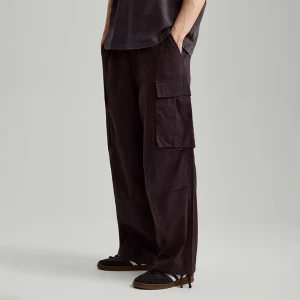 Czarne spodnie wide leg z kieszeniami cargo House