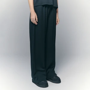 Czarne spodnie wide leg z modalem House