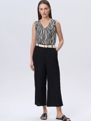Czarne spodnie wiskozowo-lniane typu culotte Greenpoint