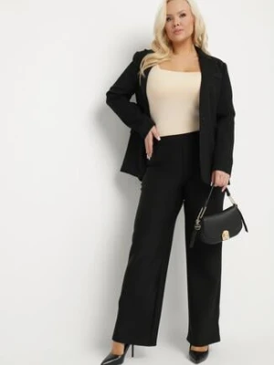 Czarne Spodnie z Bawełną o Szerokim Kroju z Wysokim Stanem Danniva yu & me