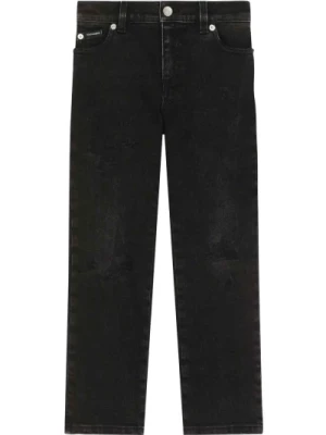 Czarne Spodnie z Graffiti dla Chłopców Dolce & Gabbana