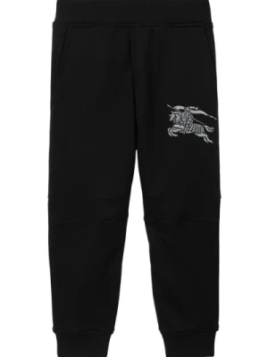 Czarne Spodnie z Logo Burberry