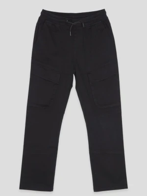 Czarne spodnie z prostymi nogawkami i kieszeniami cargo Reporter