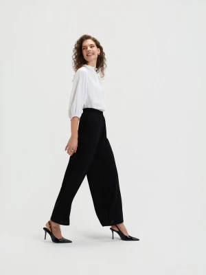 Czarne spodnie z szeroką nogawką Top Secret