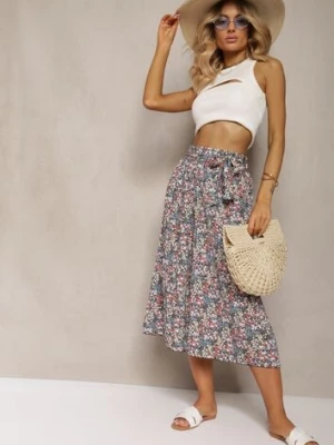 Czarno-Różowe Spodnie z Szerokimi Nogawkami High Waist z Bawełną Paskiem i Gumką w Talii Drosofia airisa