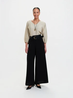 Czarne spodnie z szerokimi nogawkami Top Secret