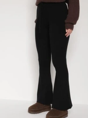 Czarne Spodnie z Wiskozą i Wysokim Stanem Typu Dzwony Tusvira